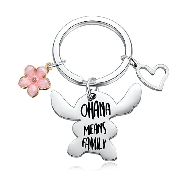 OHANA Means Family Necklace Stainless Steel Keychain Pendant