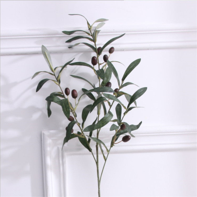 Artificial Green Olive Branch 4 Fork With Fruit Flower Arrangement Aecoration