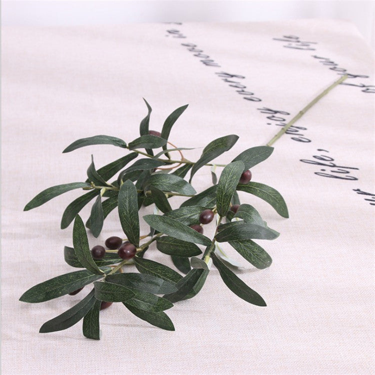 Artificial Green Olive Branch 4 Fork With Fruit Flower Arrangement Aecoration