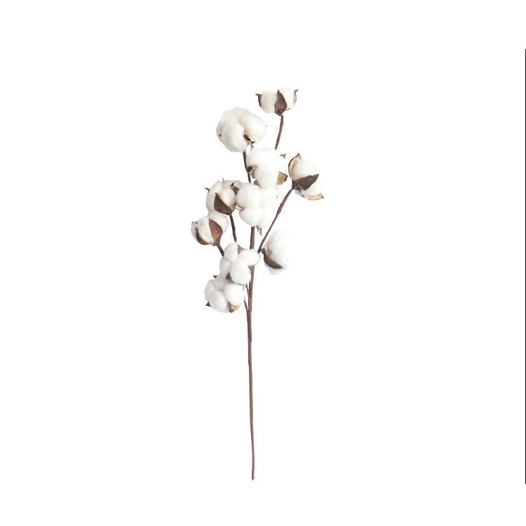 10 Natural Cotton Branch Artificial Flowers