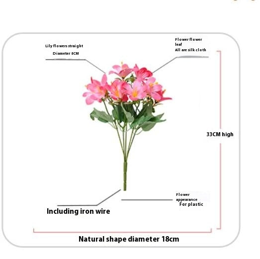 Wedding Home Decoration Simulation 5 Fork 10 Head Qicai Lily