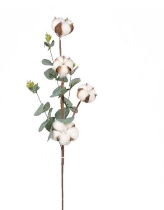 10 Natural Cotton Branch Artificial Flowers